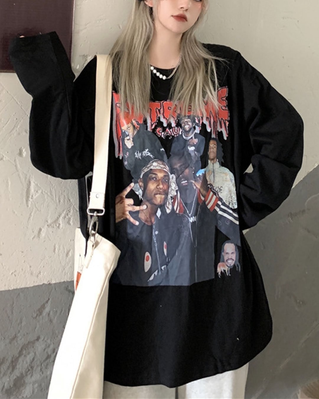 Fashionv-Hip-hop Print Oversized Sweatshirts & Hoodies