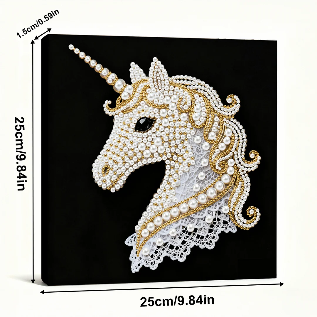 Unicorn DIY Pearl Diamond Art Kit for Adults Home Decor 25x25cm With Frame