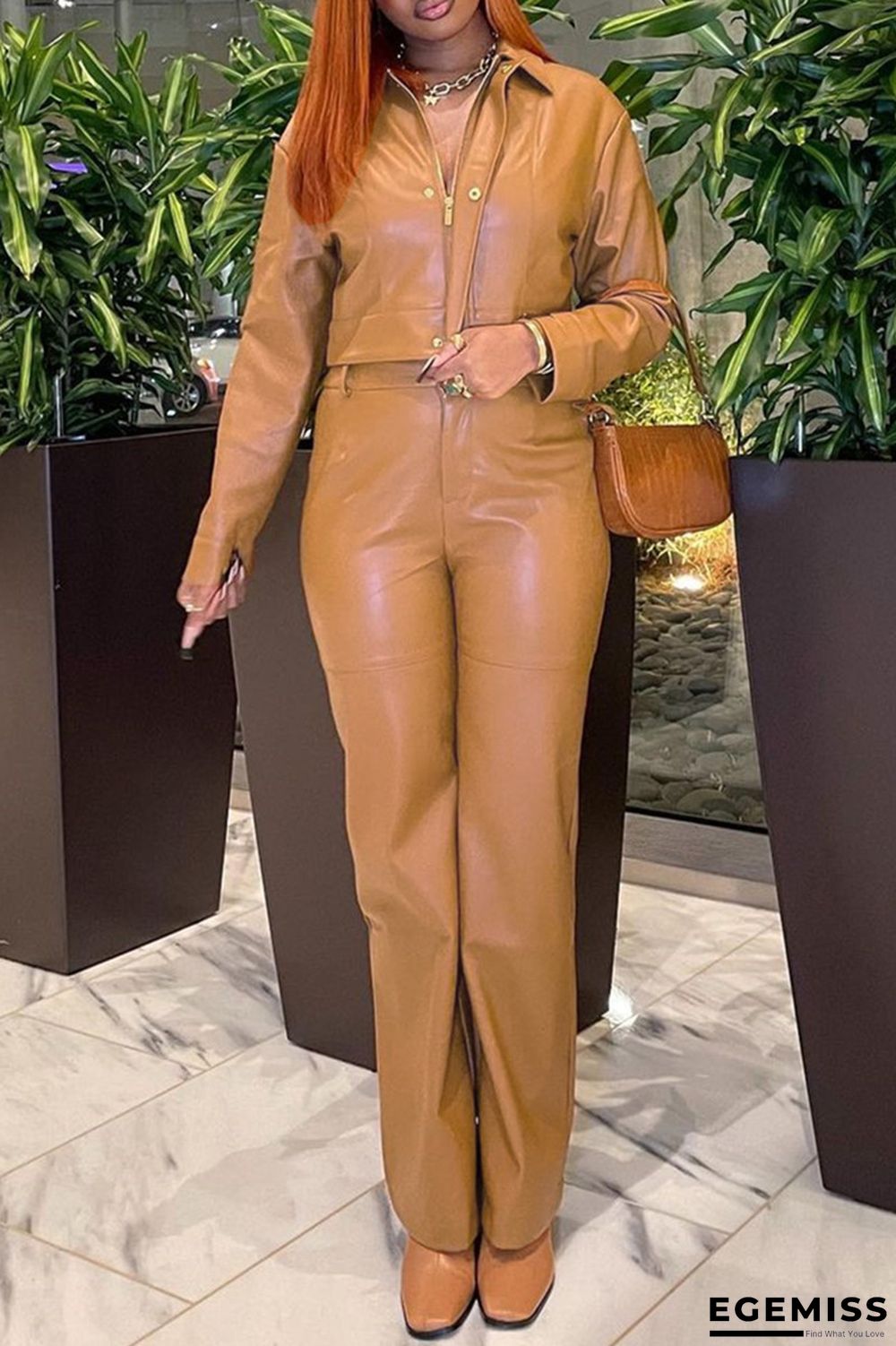 Yellow Fashion Casual Solid Basic Turndown Collar Long Sleeve Two Pieces | EGEMISS