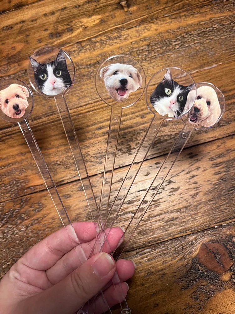 Custom Dog/Cat/Pet/Face Drink Stirrer for Wedding/Bachelor/Bachelorette Parties