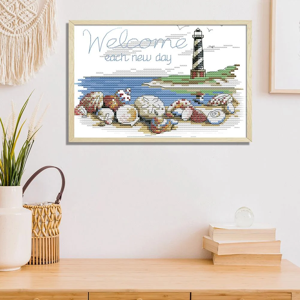14ct Stamped Cross Stitch - Shell Lighthouse(22*16cm)