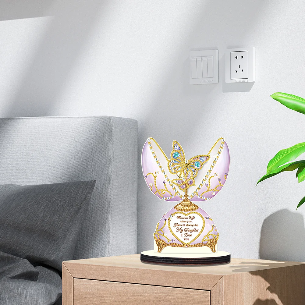 DIY Eggbreaker Butterfly Single Side Diamond Painting Wooden Crystal Painting Desktop Kit for Home Office Desktop Decor