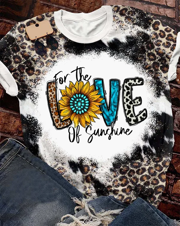 For The Love Of Sunshine Sunflower Print V Neck T-shirt
