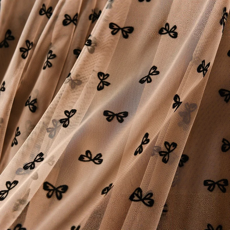 Nigikala Nigikala Swing Splicing Yarn Dress Lint Lint Half Dress Woman 2025 Spring Splicing Mesh Yarn Skirt 1828