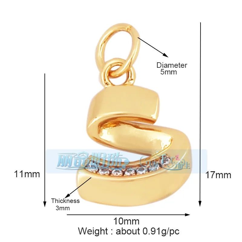 1 Piece 15 * 19mm Hole 5~5.9mm Copper Zircon Letter Heart Shape Pendant Jewelry Accessories