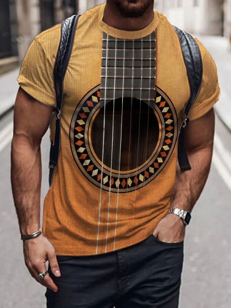 Comstylish Men's Music Lover Guitar Inspired Gradient T Shirt