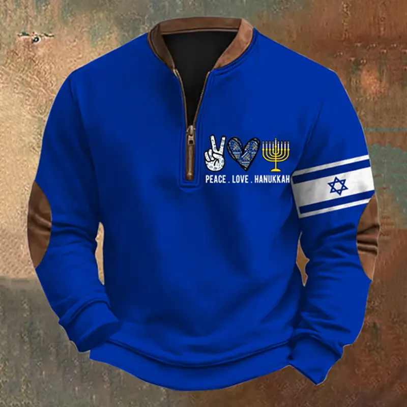 Men's Vintage Hanukkah Print Sweatshirt