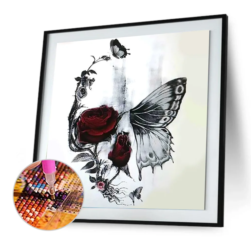 Full Round Diamond Painting 30*30cm - Skull Rose