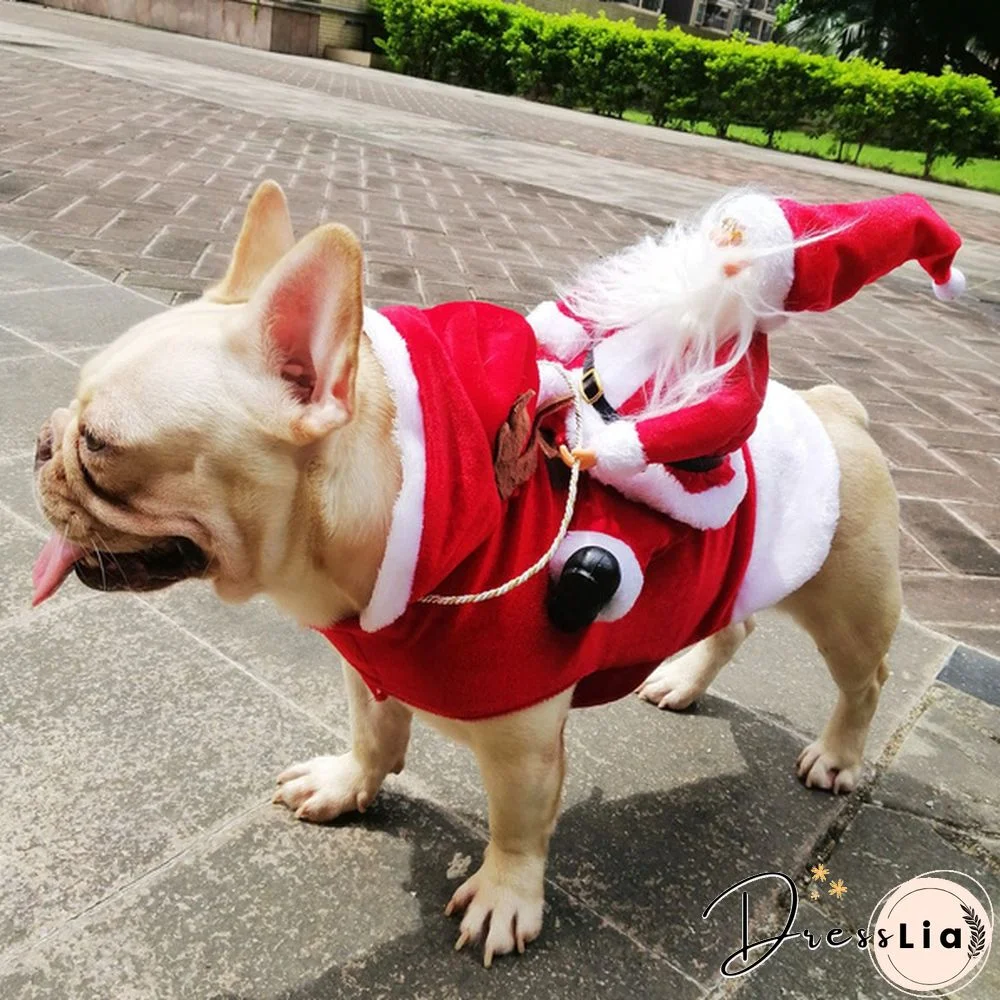 5 Sizes New Santa Claus Riding Outfit Christmas Pet Cat Dog Costume Party Small/Medium/Large Cat Dog Clothes Dress Up Pet Costume