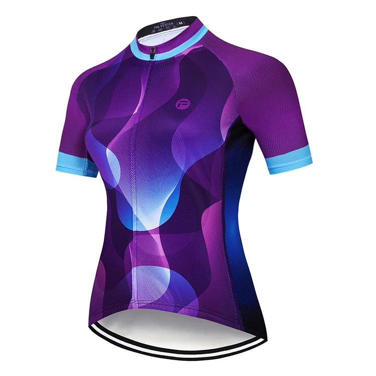 Abstract Purple Waves | Women's Short Sleeve Cycling Jersey