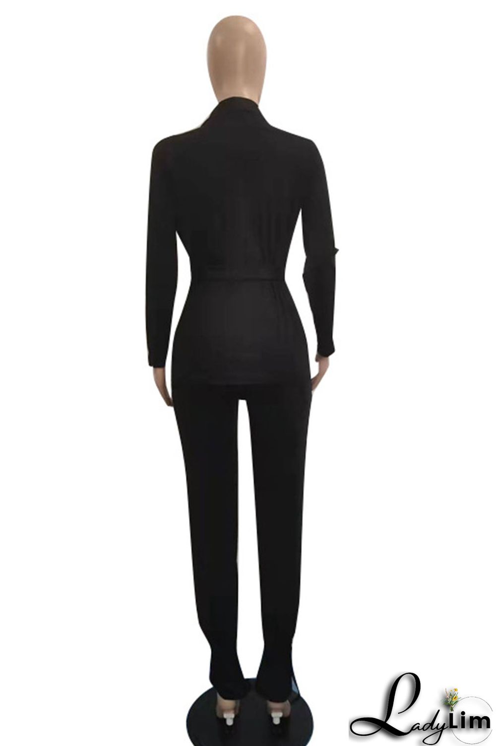 Brown Red Casual Work Solid Patchwork Turn-back Collar Long Sleeve Two Pieces(Contain The Belt)