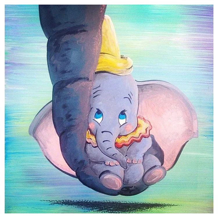 Decoration Cartoon Fly Elephant Round Full Drill Diamond Painting 30X30CM(Canvas) gbfke