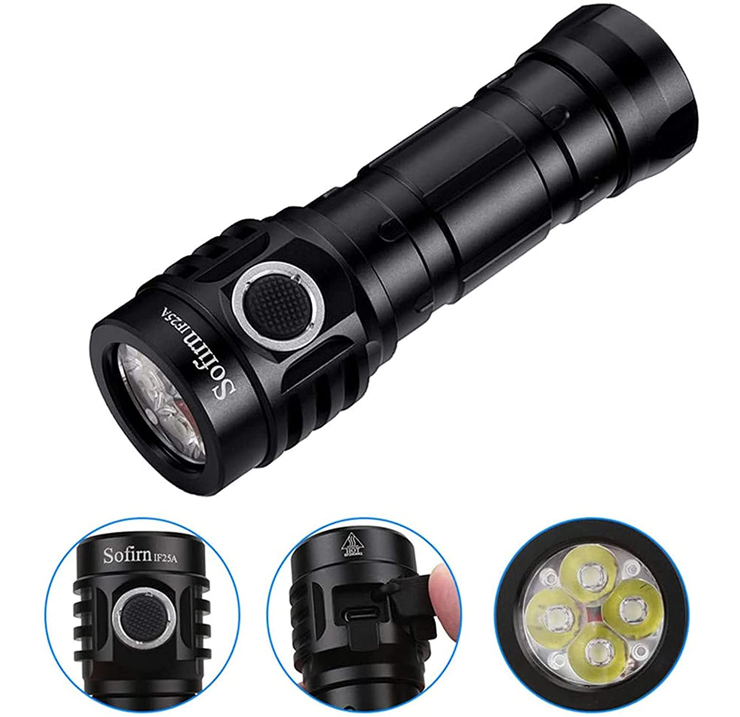 Sofirn If25a Anduril Rechargeable Flashlight, Max 3800 Lumen, Typec 