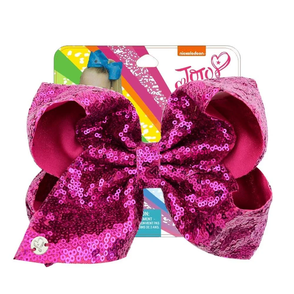 8" Sequin Rainbow JoJo siwa Bow With Hair Clip For Girls Kids Handmade Boutique Knot Jumbo Hair Bow Hairgrips Hair Accessories