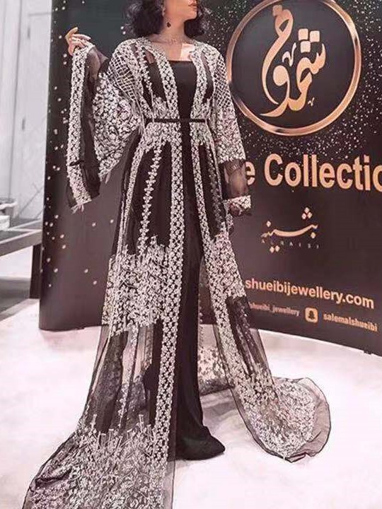 Women's Lace with Sequins Long Sleeve Dress | Oxredo Shop Ramadan Sale