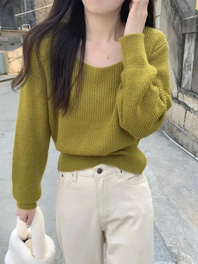 2024 Vintage Harajuku Lantern Long Sleeve Women Sweater Casual Korean Autumn Winter Knitwear Soft Warm Tops Chic Femme Sweater Aiertu