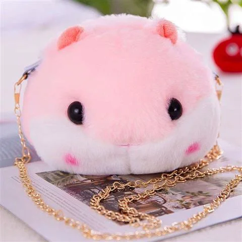 New Wild Cute Little Hamster Messenger Chain Shoulder Bag Plush Doll Girl Change Mobile Phone Multi-function Bags Mochila Mujer