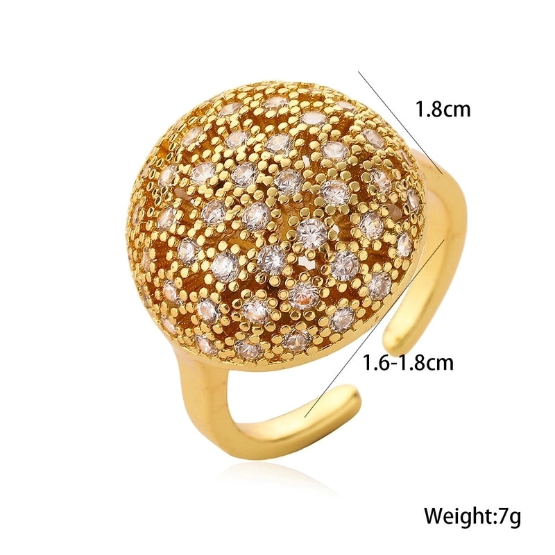 Copper Inlay Floral Zircon Open Rings