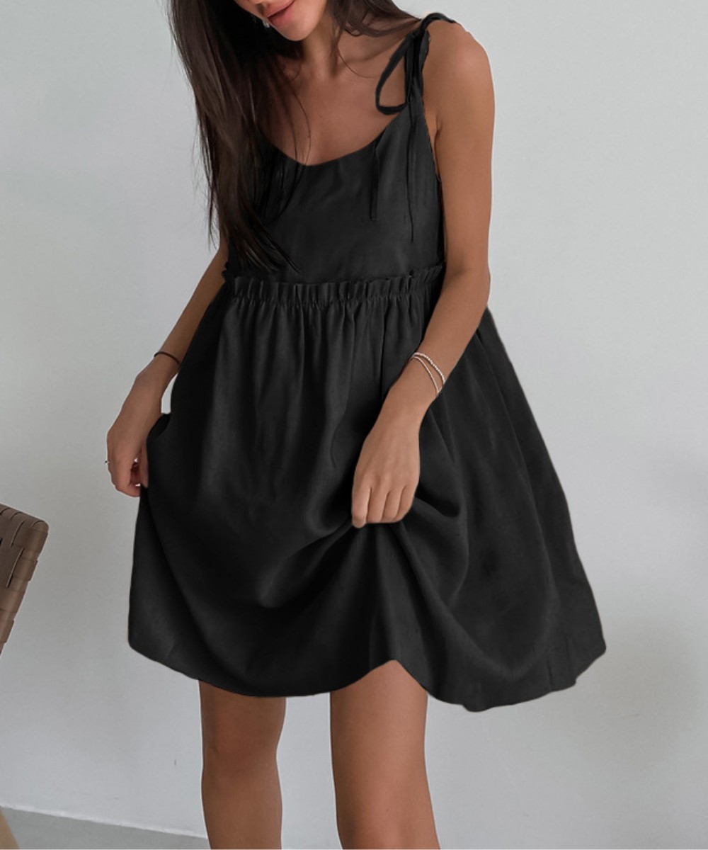 Simple Fold Vest Mini Dress