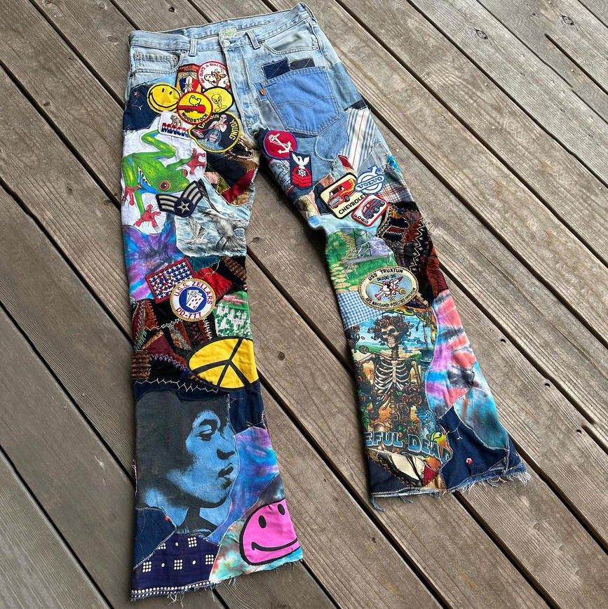 Casual Street Patch Denim Trousers