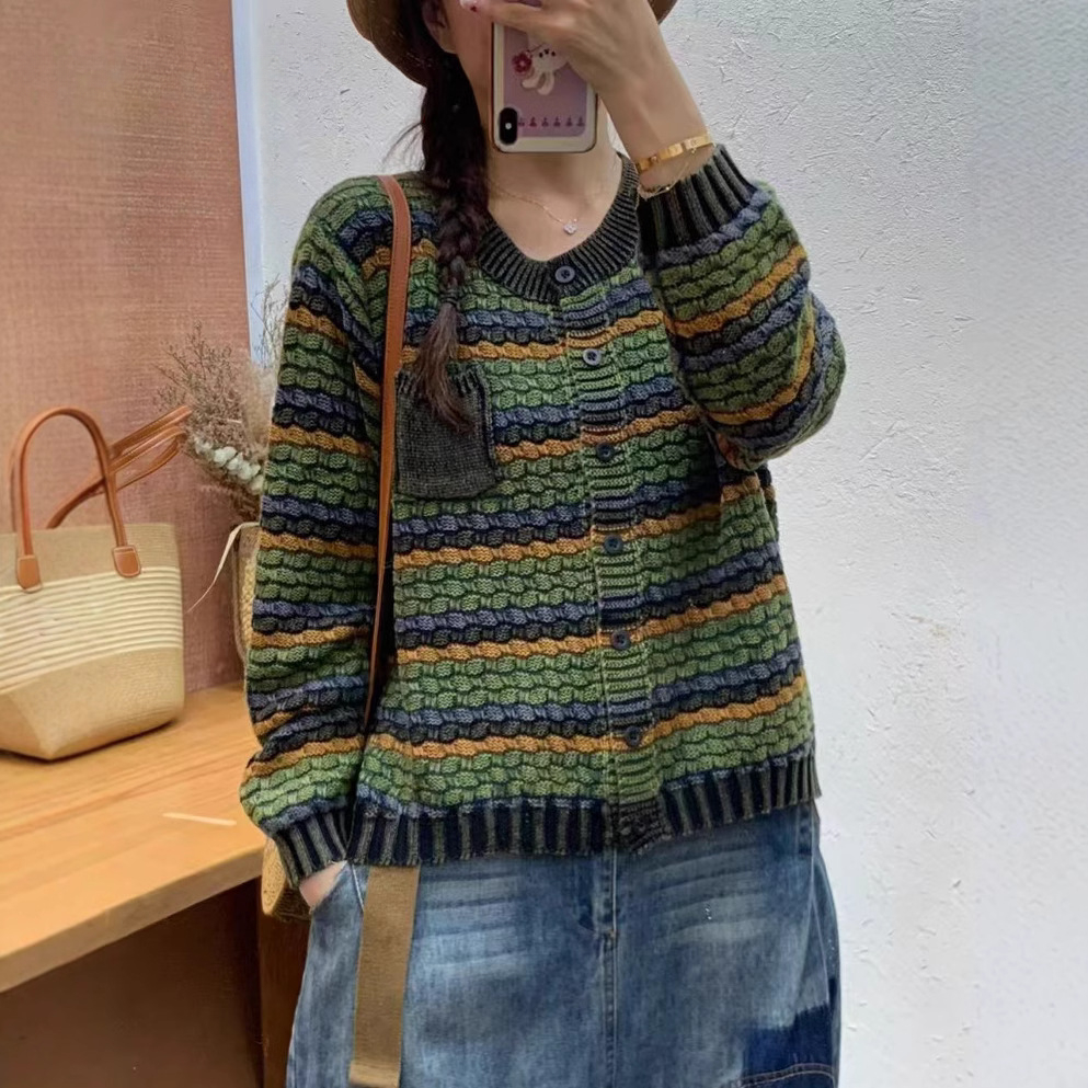 Chicfifth Sweater Women Winter Long Sleeve High Quality Autumn Vintage Top Knitted Cardigan