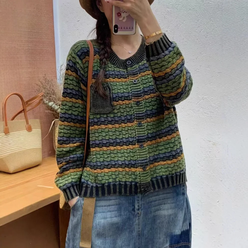 Chicfifth Sweater Women Winter Long Sleeve High Quality Autumn Vintage Top Knitted Cardigan