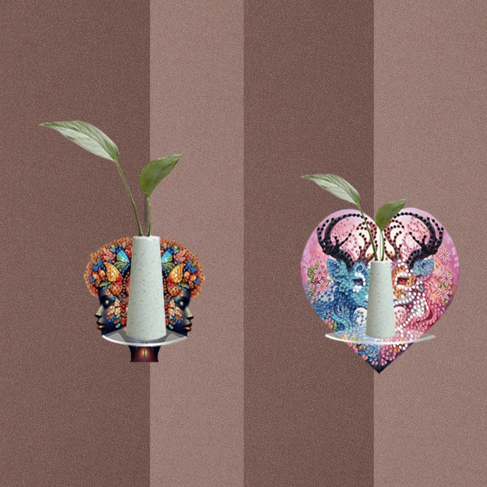 2pcs 2D Flat DIY Diamond Art Pendant DIY Home Decor Hanging Charm Decor (Woman)