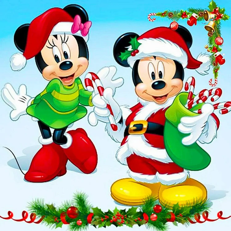 Full Round Diamond Painting - Christmas Disney Mickey And Minnie 40*40CM