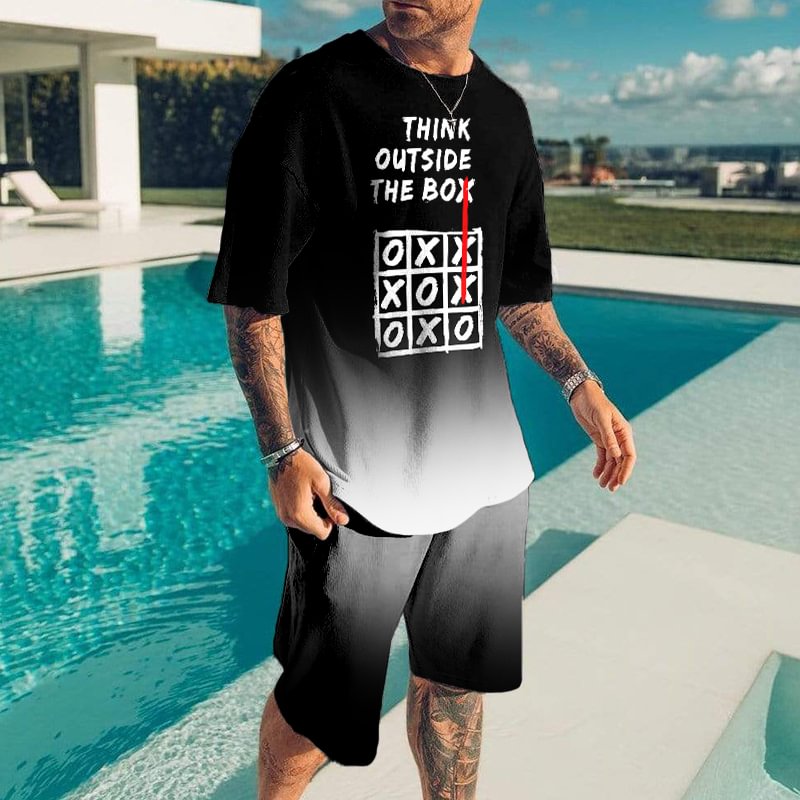 Think Outside The Box Print T-Shirt And Short Co-Ord