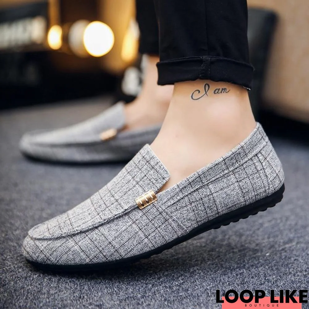 Men's Casual Loafers Slip On Light Canvas Breathable Flats Shoes