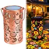 LED Hollow Iron Decor Light Solar Powered Hollowed Hanging Light IP55 Waterproof Rust Proof for Patio Yard Lawn Backyard Decor