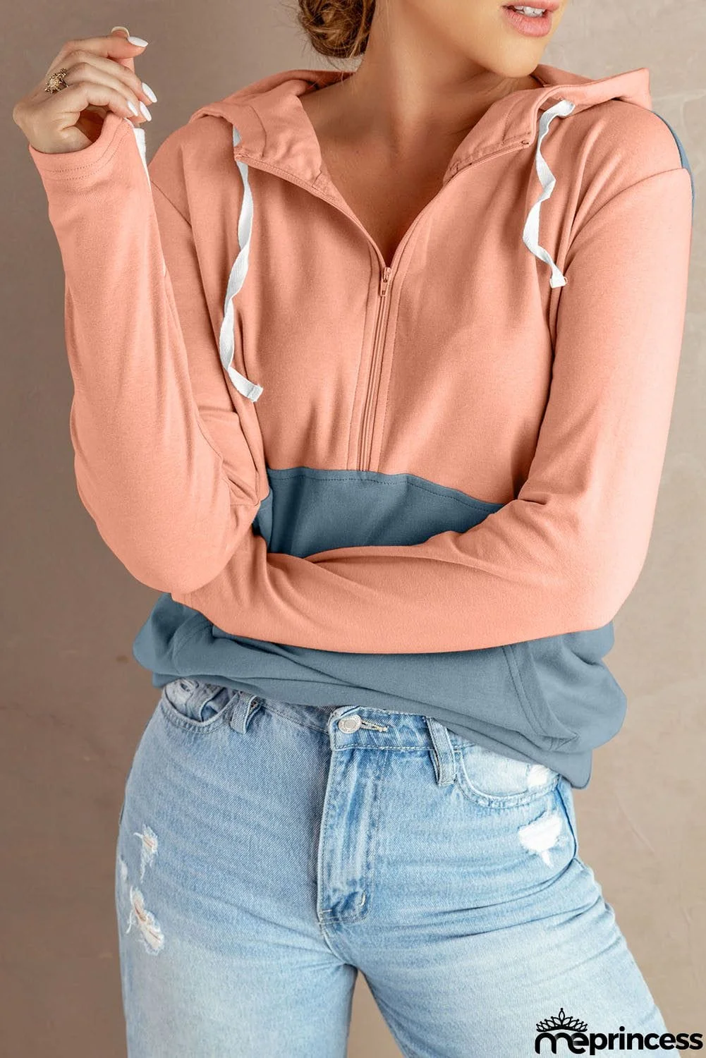 Sky Blue Colorblock Hoodie