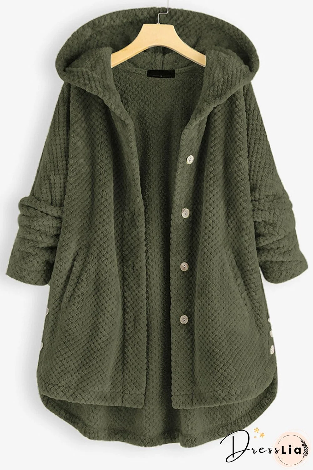 Plus Size Women's Green Winter Hooded Coat