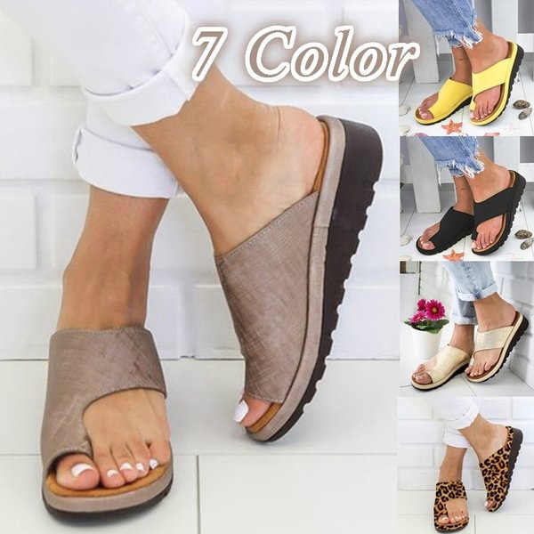 Women's Slippers Leather Wedges Open Toe Shoes Platform Ladies Slippers Sandals Summer - Shop Trendy Women's Clothing | LoverChic