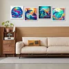 4pcs 5d bricolage complet rond perceuse diamant peinture dauphins kit décoration intérieure 30x30cm