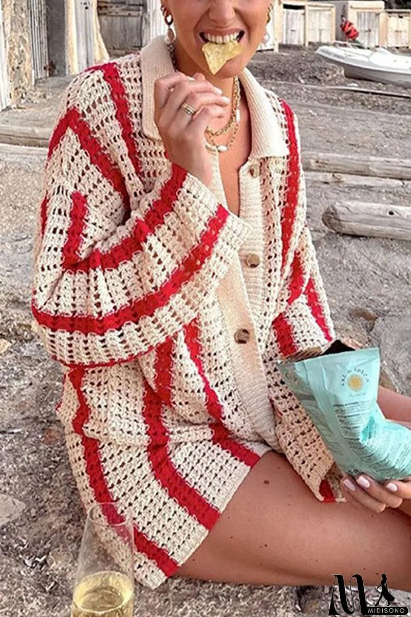 MidiSono - Head In The Clouds Crochet Cardigan Short Set