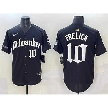 Men's Milwaukee Brewers #10 Sal Frelick Black "Gothic 414 Shadows Edition" Vapor Premier Limited Stitched Jersey