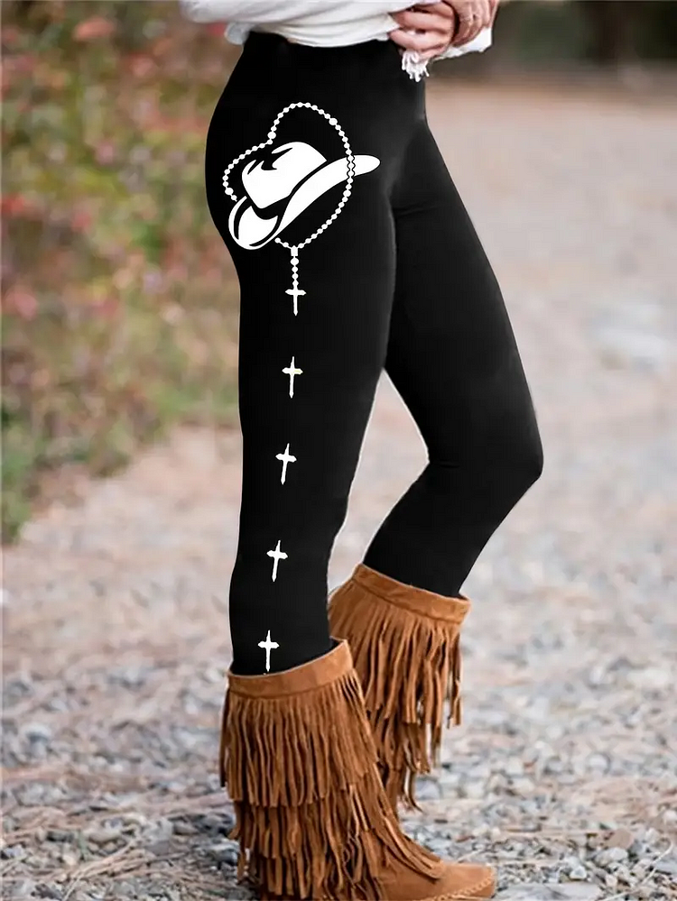 Hat Print Skinny Leggings