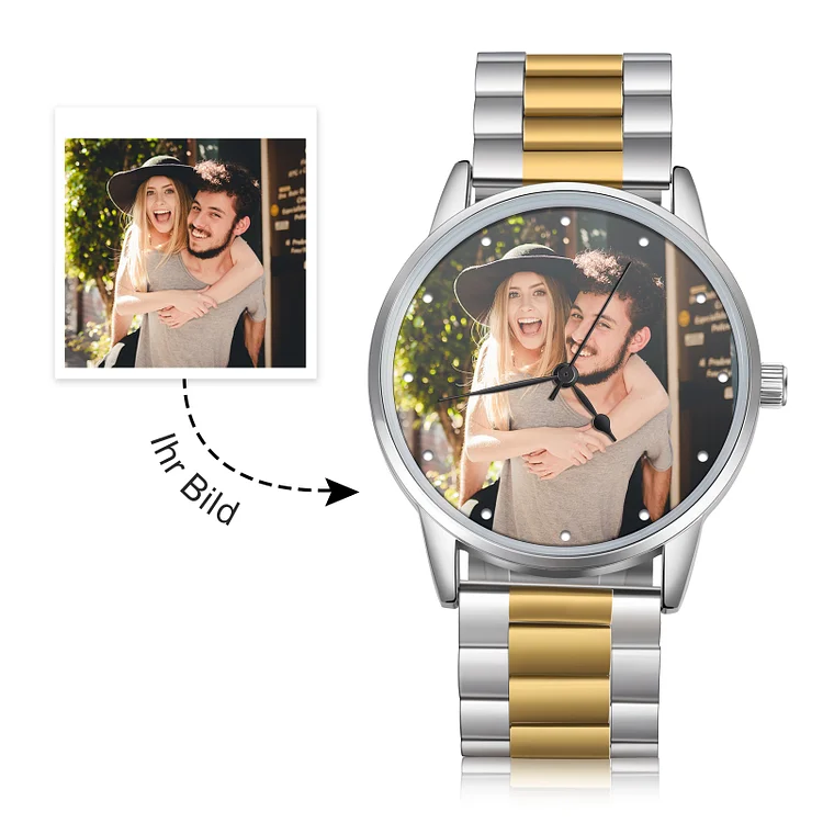 Kettenmachen Herren Personalisierte Foto & Text Armbanduhr