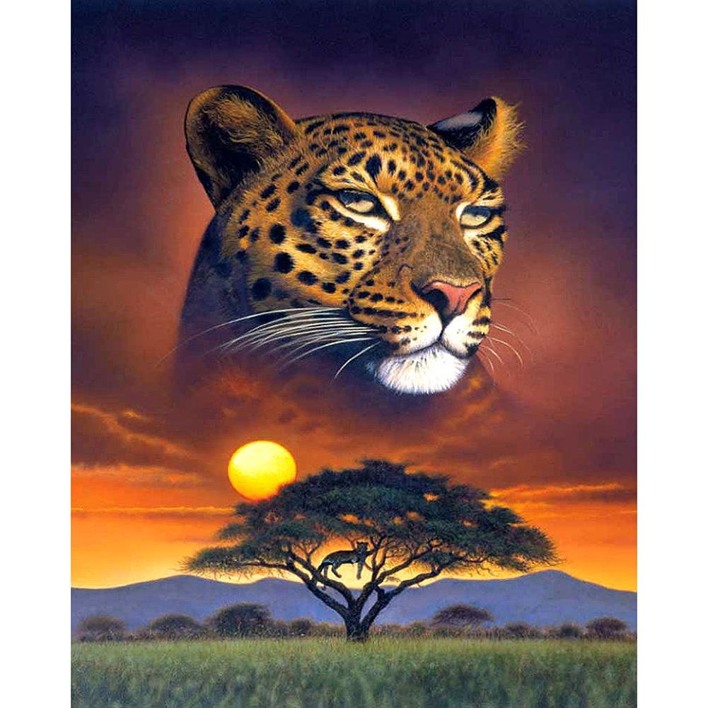 Big Size Square Diamond Painting - Full Square - Sunset Leopard(50*40cm)