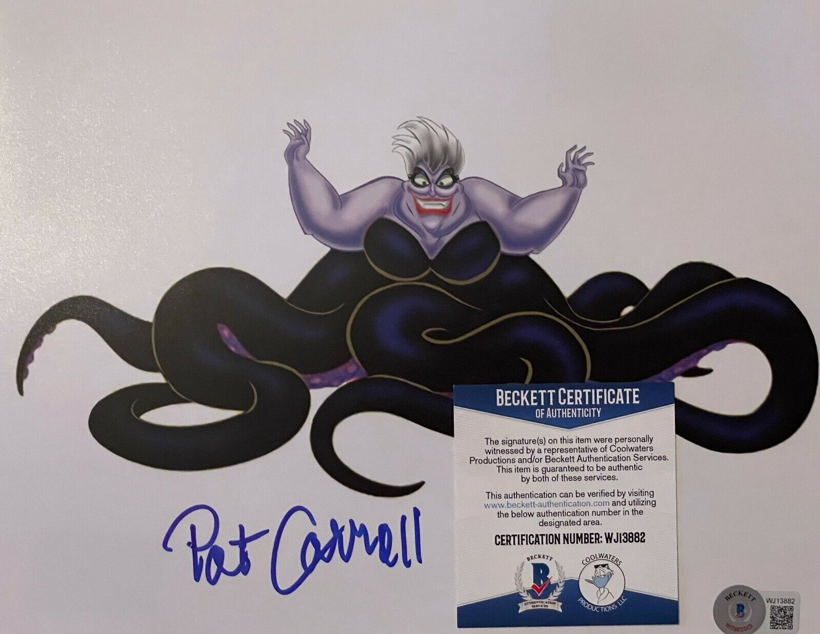 Pat Carroll Little Mermaid Original Autographed 8X10 Photo Poster painting w/Beckett COA #2