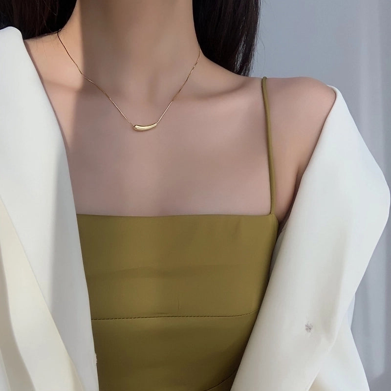 Copper Minimalist Geometric Heart Shape Rectangle Pendant Necklace