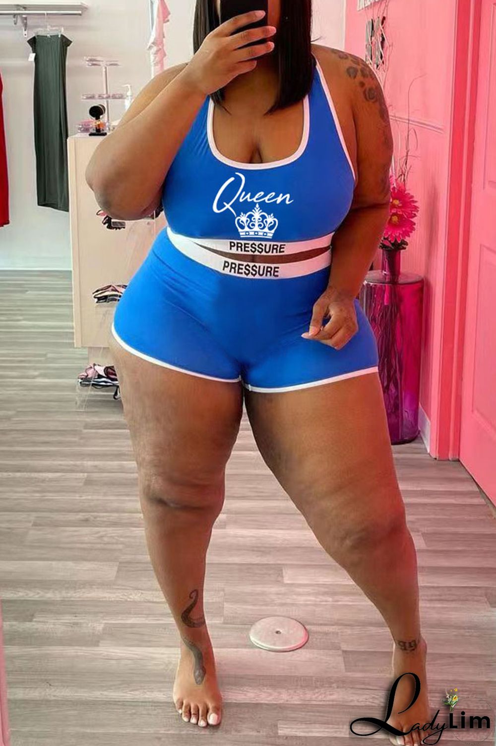 Red Casual Print Split Joint U Neck Sleeveless Two Pieces