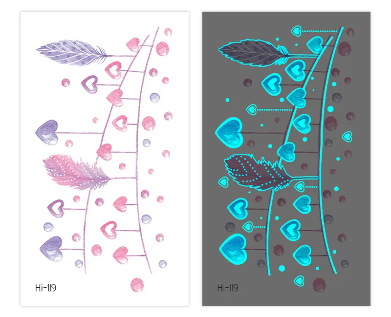 Sdrawing Luminous Glowing In Dark Tattoo Stickers Butterfly Daisy Flower Music Night Club Party Temporary Tattoos Shiny Body Art