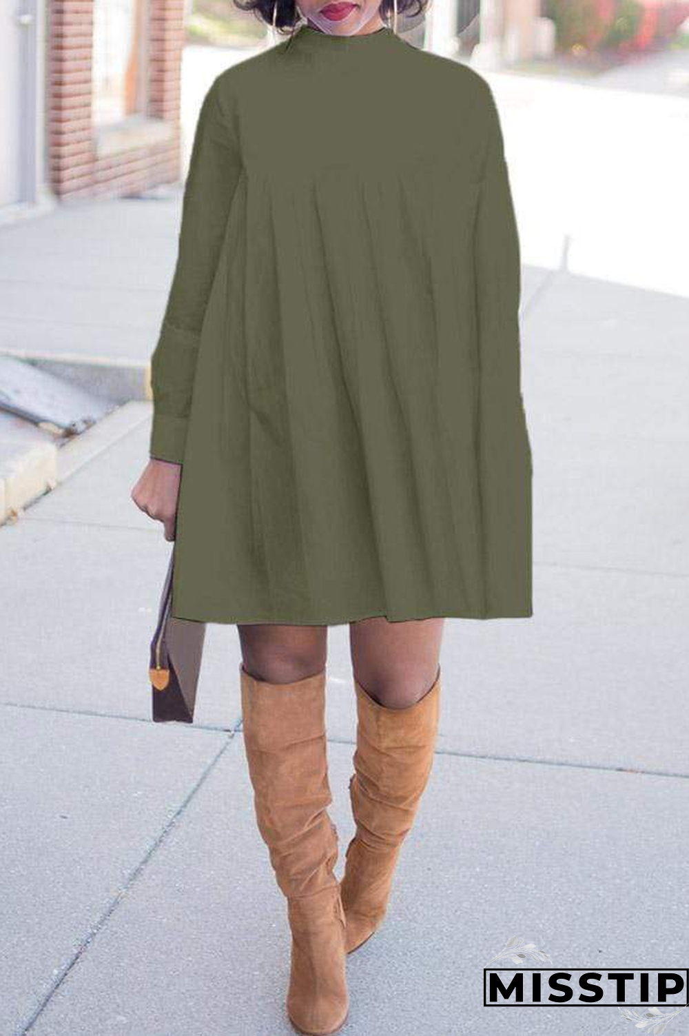 White Sexy Cap Sleeve Long Sleeves neck A-Line Knee-Length Solid Draped Patchwork Club