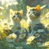 >SALE<5D DIY Full Round Drill Diamond Painting Flower and Cat Home Decoration 30x30cm
