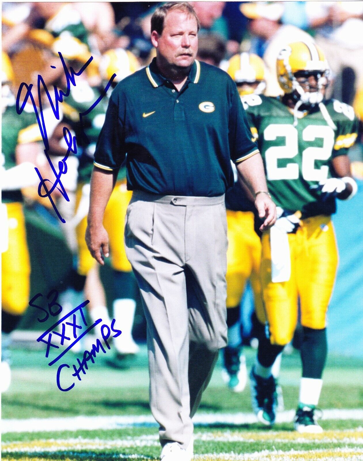 Mike Holmgren signed Green Bay Packers color Photo Poster painting #2