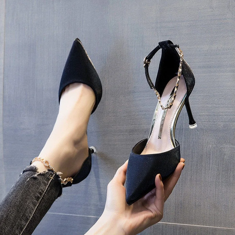 Breakj Breakj Women's One-Word Buckle With The New French Temperament Fairy Tip Hollow Single Shoe In The Spring Of 2025