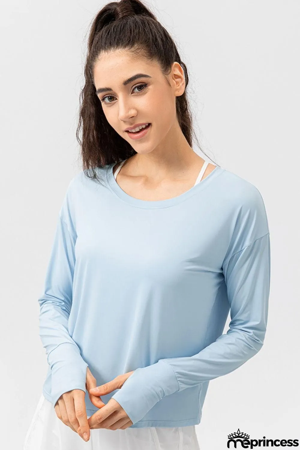 Breathable Round Neck Dropped Shoulder Top