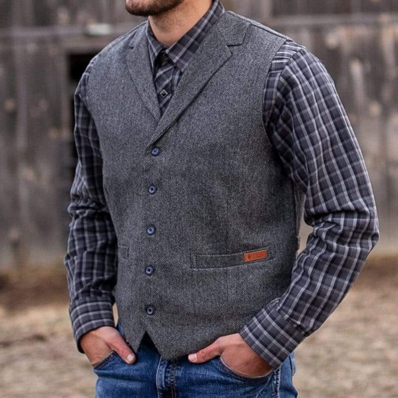 Vintage single-breasted lapel vest / [viawink] /